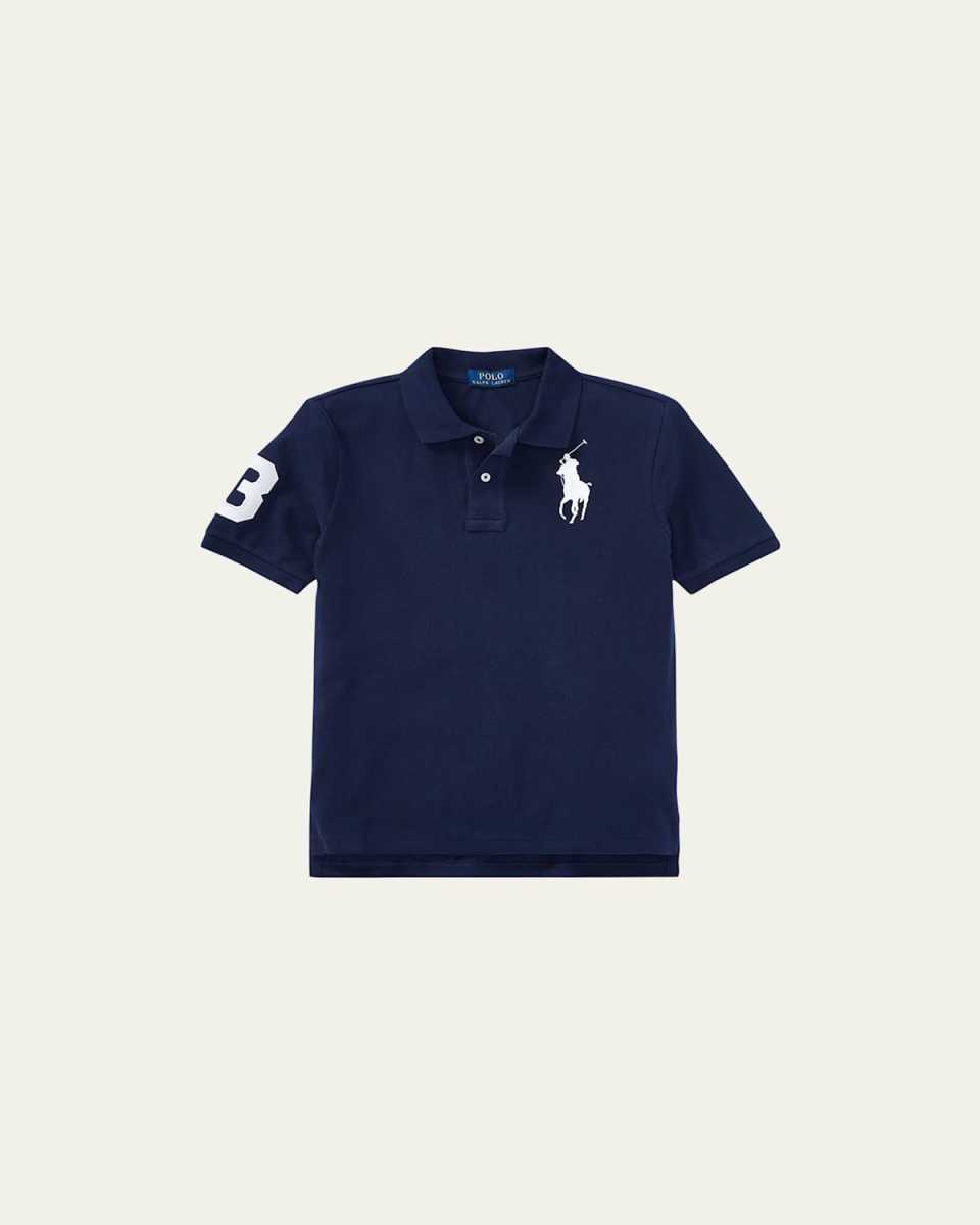 Boy's Big Pony Mesh Knit Polo, Size S-